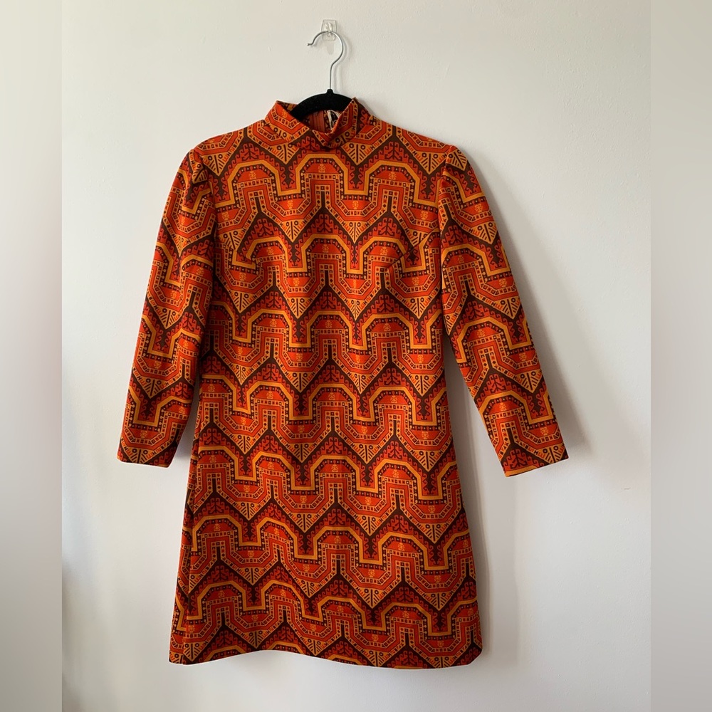 70’s vintage fall mock neck mini dress